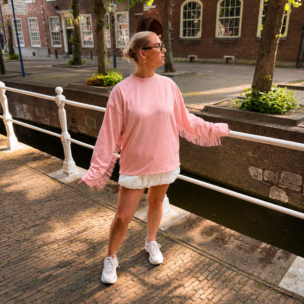 Longsleeve roze franje