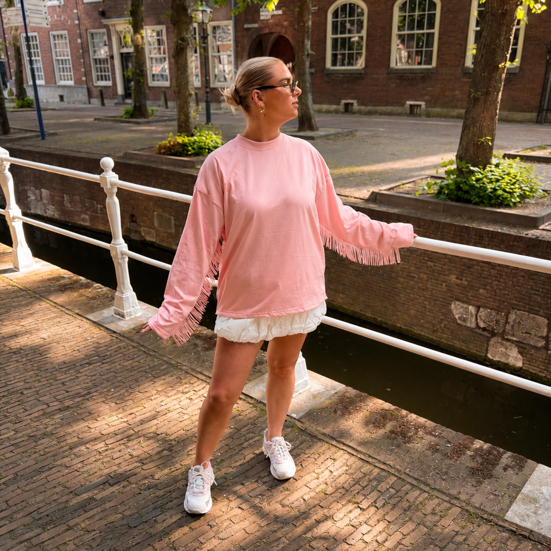 Longsleeve roze franje