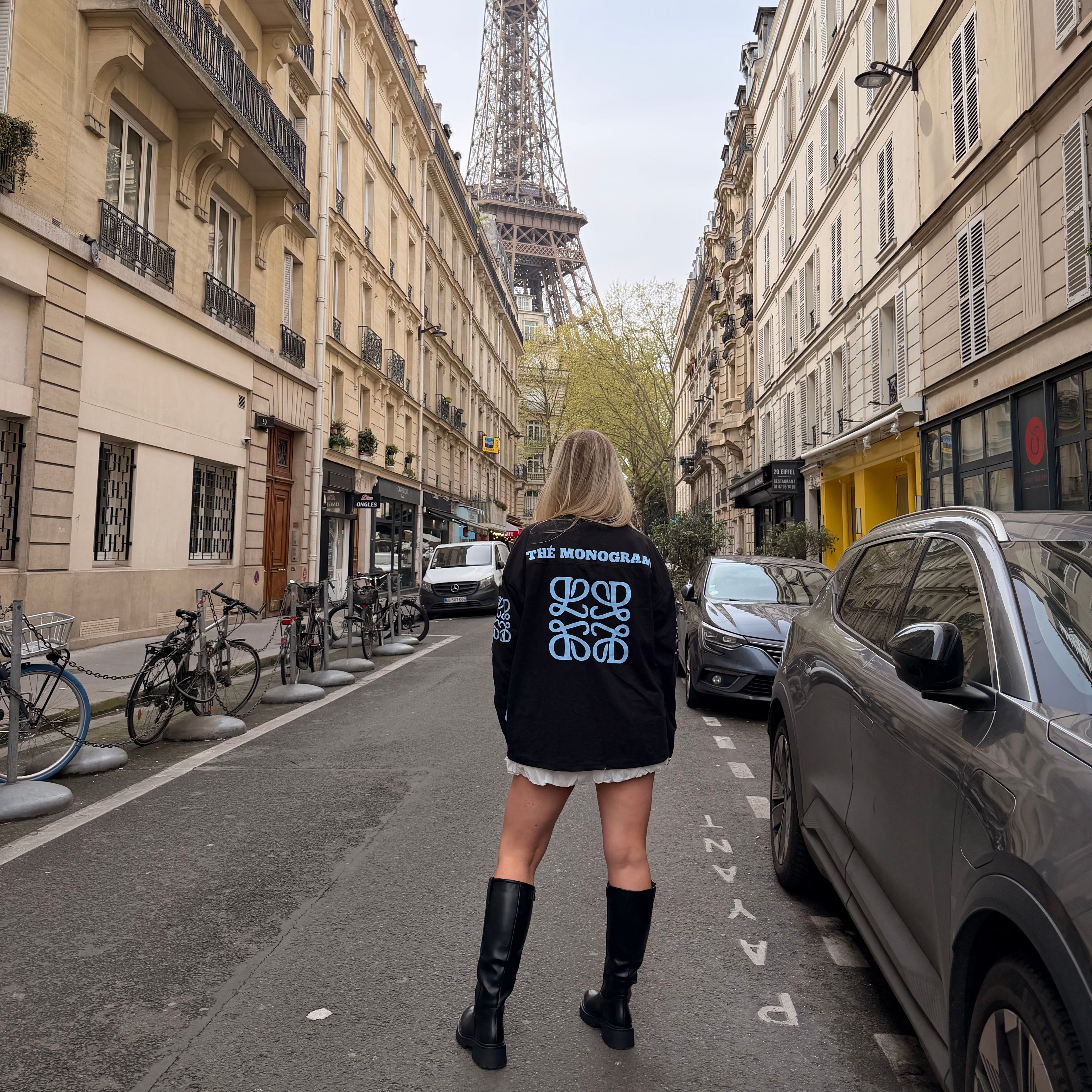 Longsleeve monogram Blauw