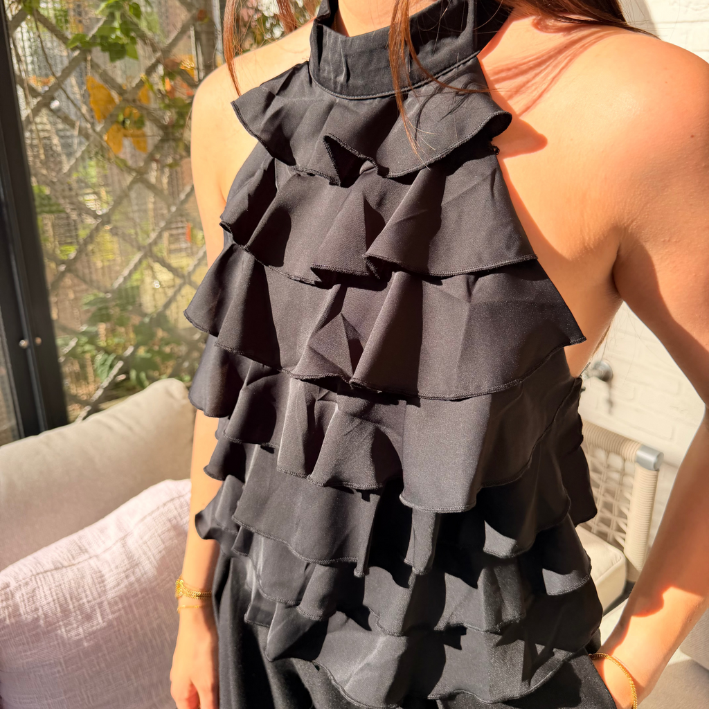 Ruffle top zwart