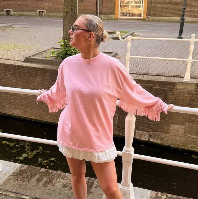 Longsleeve roze franje