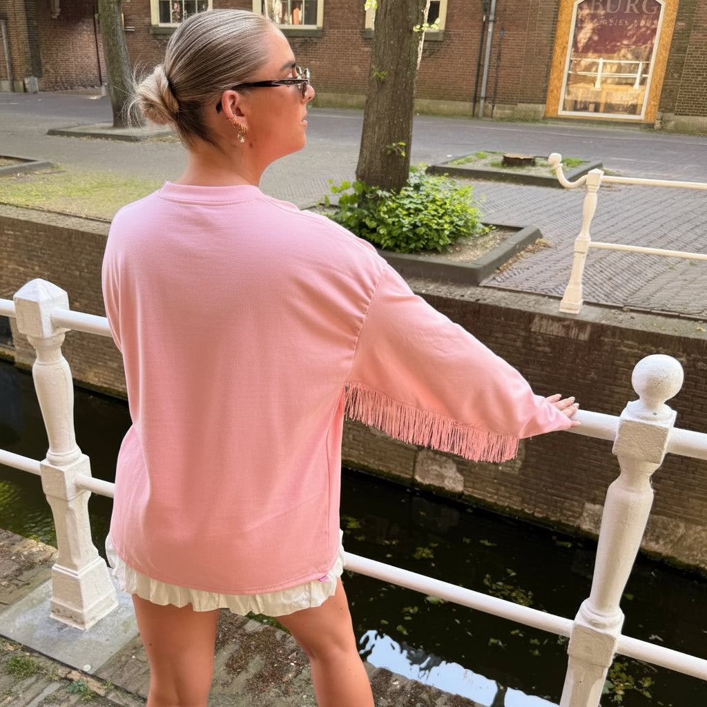 Longsleeve roze franje